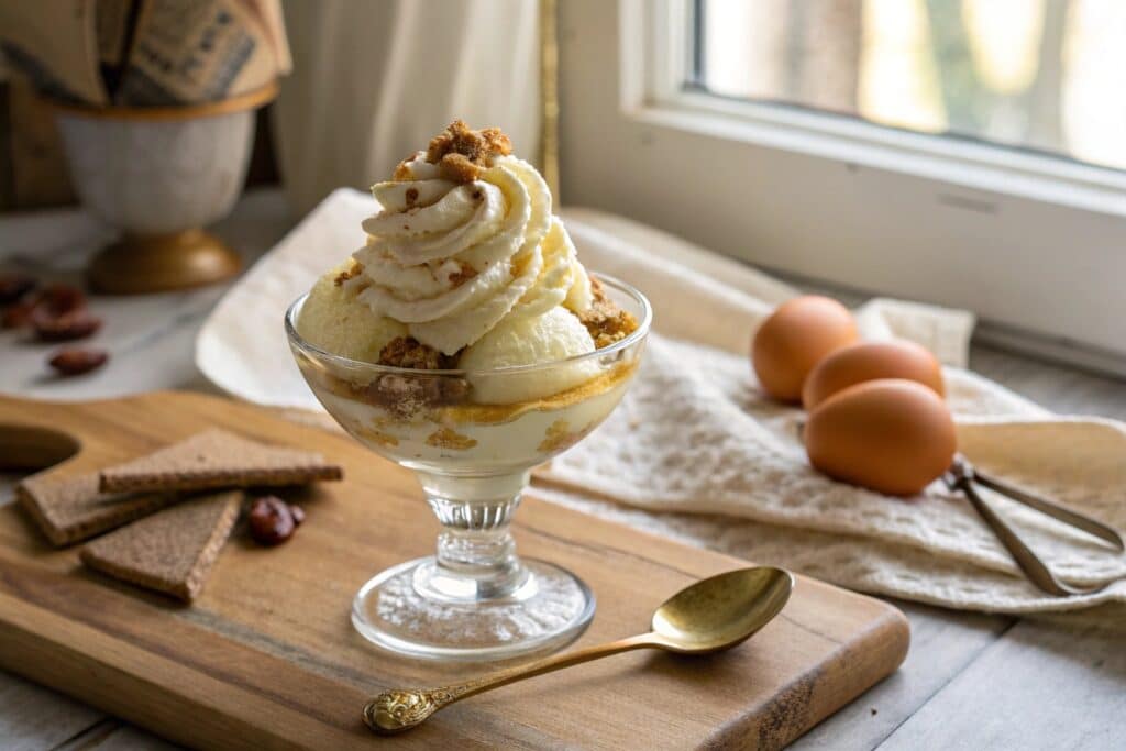 Carnivore Ice Cream Recipe: The Creamiest Zero-Carb Treat You’ll Ever Try 12 Creamy carnivore ice cream served in a vintage glass dessert dish, topped with whipped fat and egg-based crumbles.