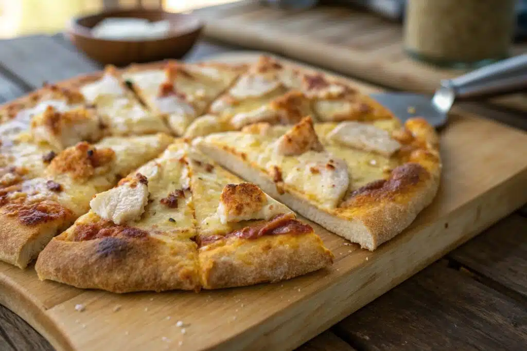 carnivore pizza crust baked golden and crispy on a wooden board