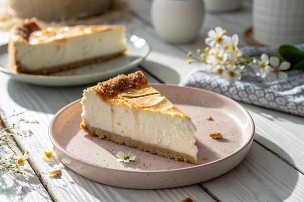 carnivore cheesecake with golden top and whipped ghee
