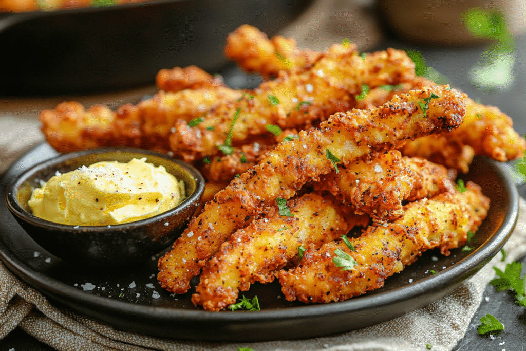 Carnivore Chicken Fries – Crispy, Zero-Carb Snack You’ll Crave 11 Crispy Carnivore Chicken Fries served with whipped yolk dip