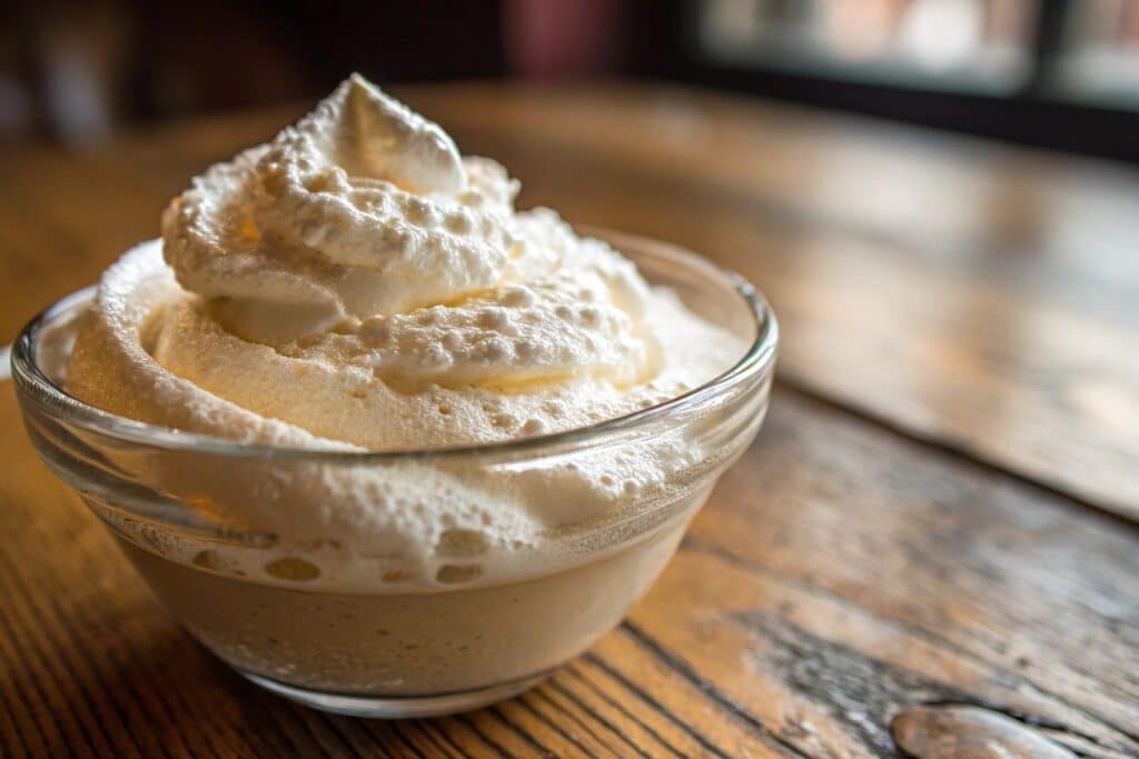 whipped mousse made from cream and cheese served in a glass dish