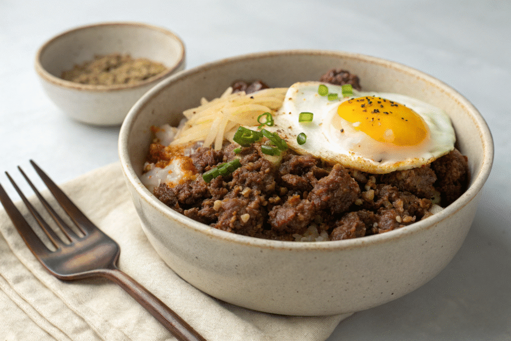 Carnivore ground beef meal served