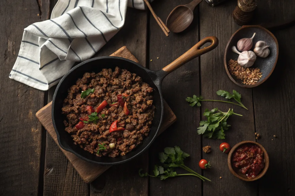 Carnivore ground beef recipes in skillet