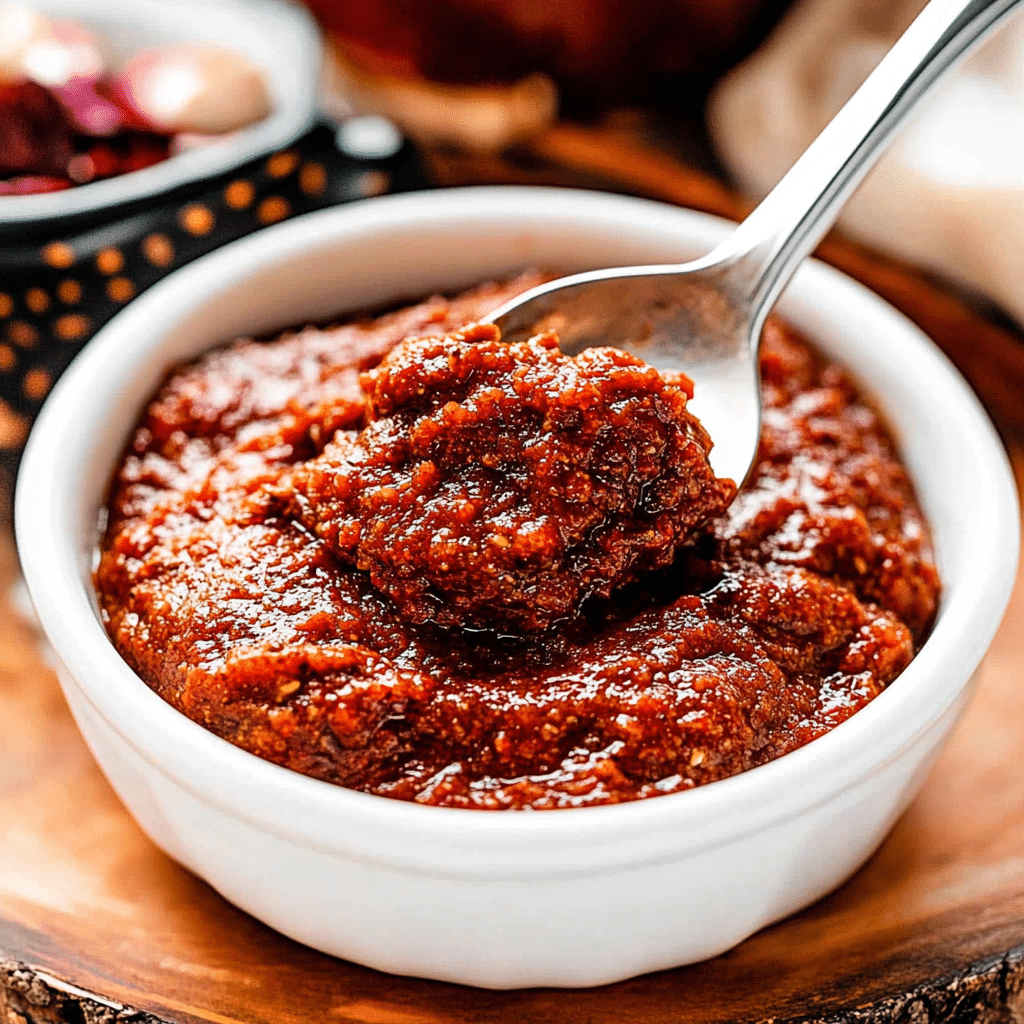 hello fresh tex mex paste recipe in a white bowl with spoon