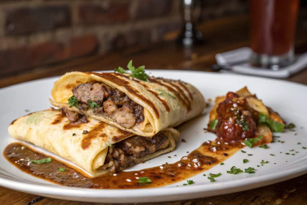 Served carnivore sandwich recipe with egg wrap