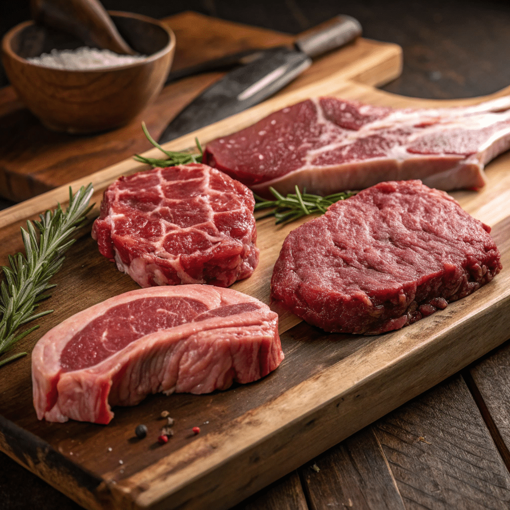 Carnivore diet protein cuts including ribeye and liver