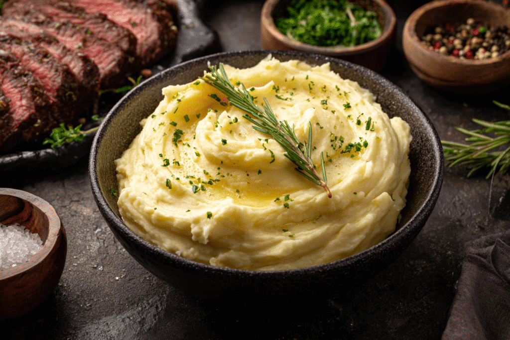 Carnivore mashed potatoes recipe served in a rustic bowl